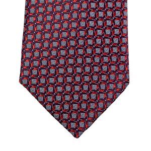 Perry Ellis Mens Cavert Geo Print Neck Tie Red Gray 3 1/8"